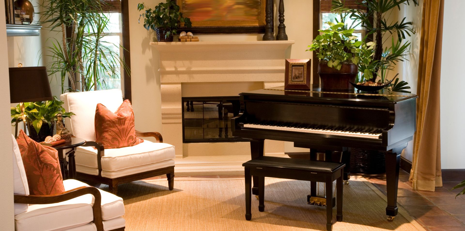 Grand piano in room